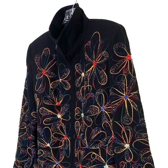 Vintage Jacket Blazer Wearable Art Artsy Beaded Embroidered Boho Womens S Lined - Picture 2 of 16